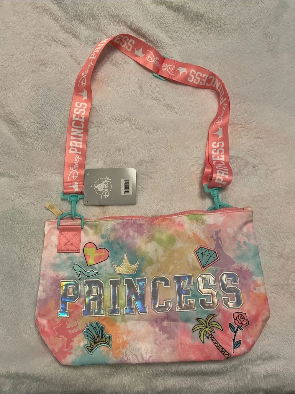 Disney Princess Tie-Dye Pink Multicolor Kids Crossbody Bag